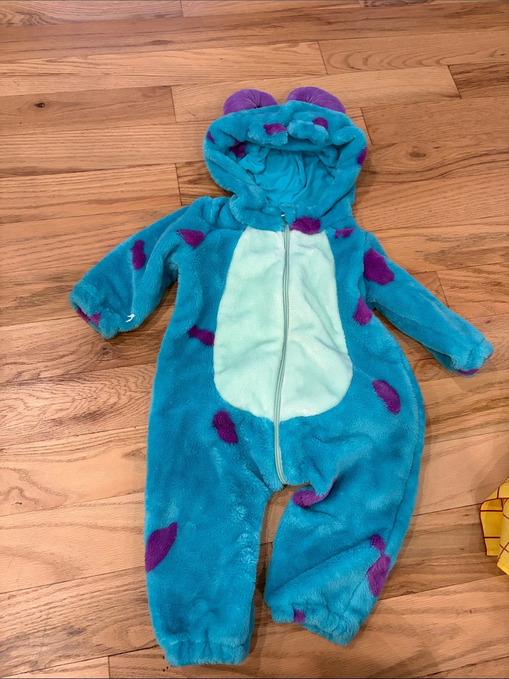 Blue & Purple Monster Plush Kids One-Piece Hooded Romper